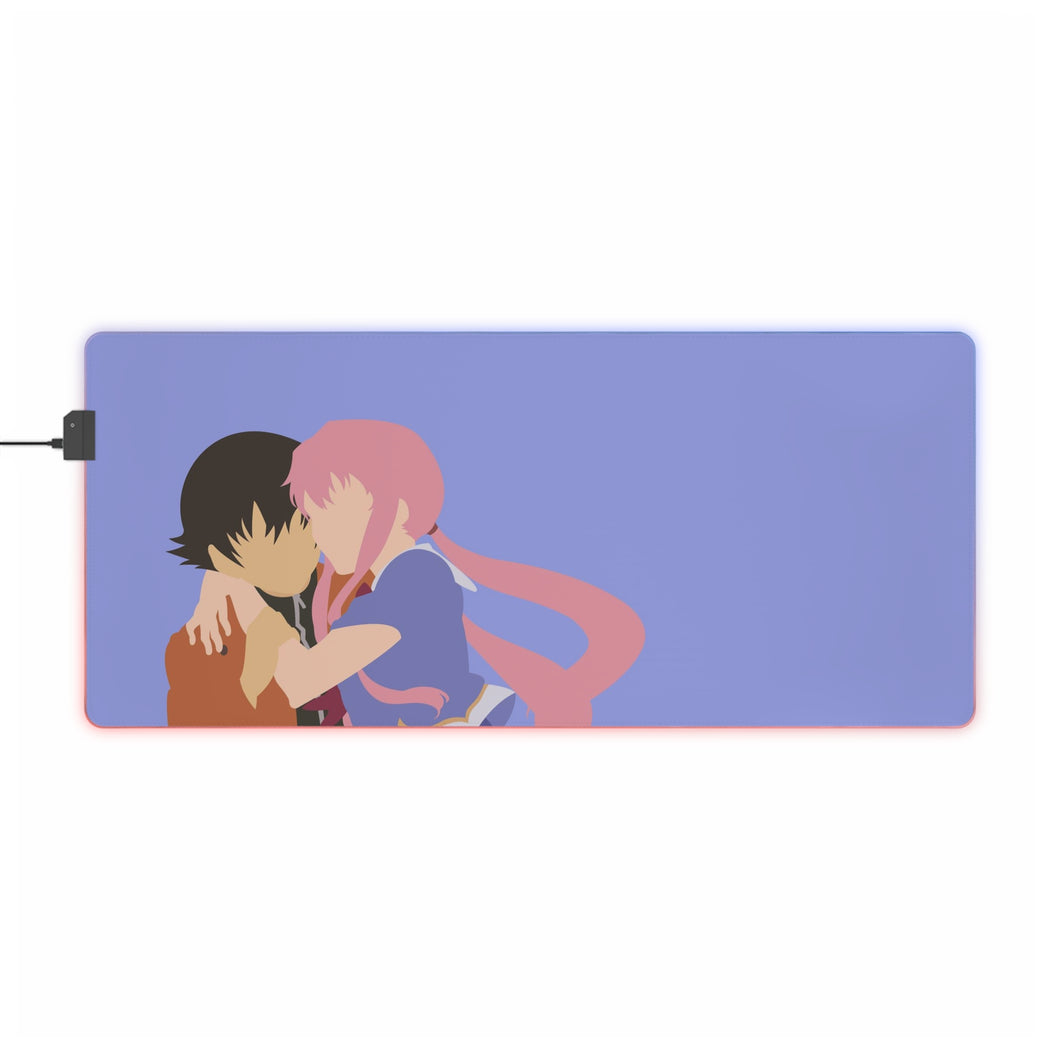 Tapis de souris LED RVB Mirai Nikki Yuno Gasai, Yukiteru Amano (tapis de bureau)