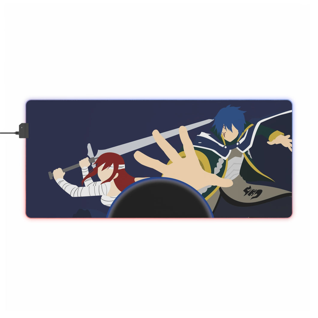 Tapis de souris LED RGB Fairy Tail Erza Scarlet, Jellal Fernandes (tapis de bureau)