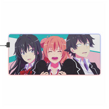 Charger l&#39;image dans la galerie, My Teen Romantic Comedy SNAFU Hachiman Hikigaya, Yukino Yukinoshita, Yui Yuigahama RGB LED Tapis de souris (Tapis de bureau)
