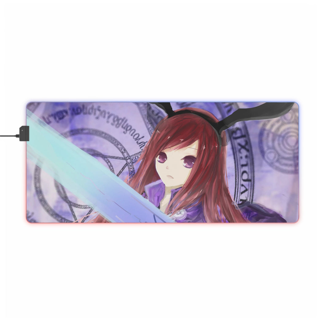 Tapis de souris LED RGB Fairy Tail Erza Scarlet (tapis de bureau)