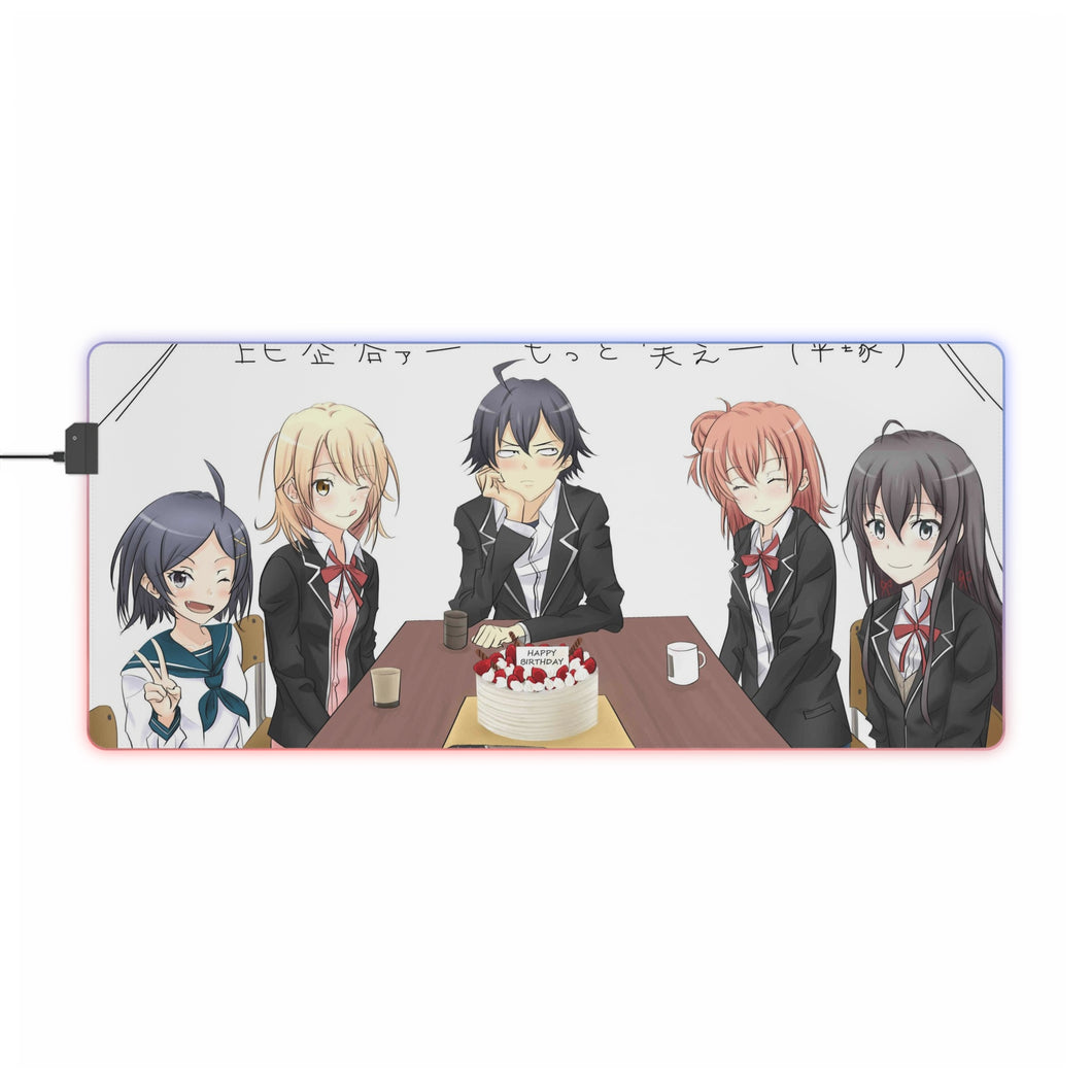 My Teen Romantic Comedy SNAFU Hachiman Hikigaya, Yukino Yukinoshita, Yui Yuigahama, Komachi Hikigaya RGB LED Tapis de souris (Tapis de bureau)