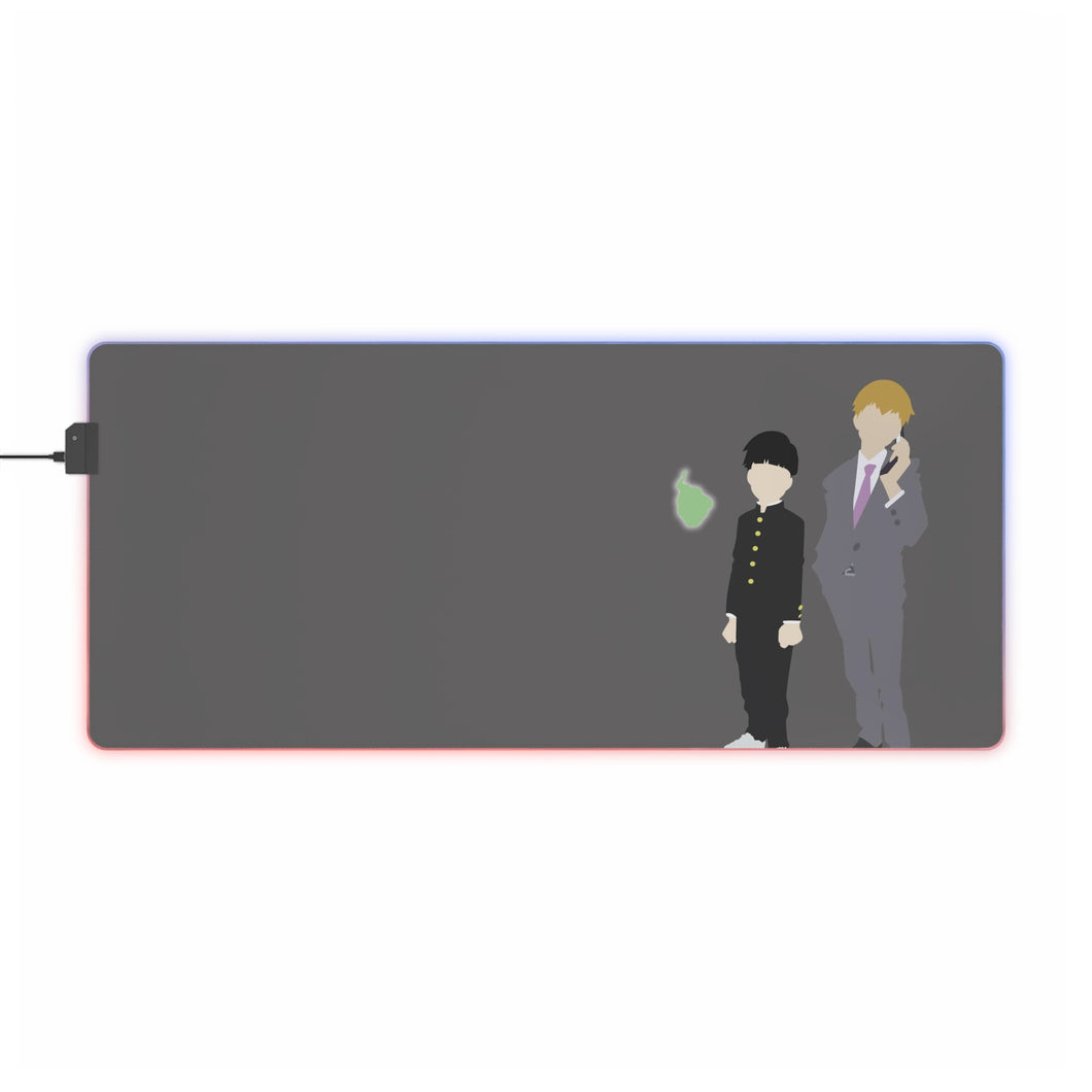 Mob Psycho 100 Arataka Reigen, Shigeo Kageyama, Ekubo RGB LED Tapis de souris (Tapis de bureau)