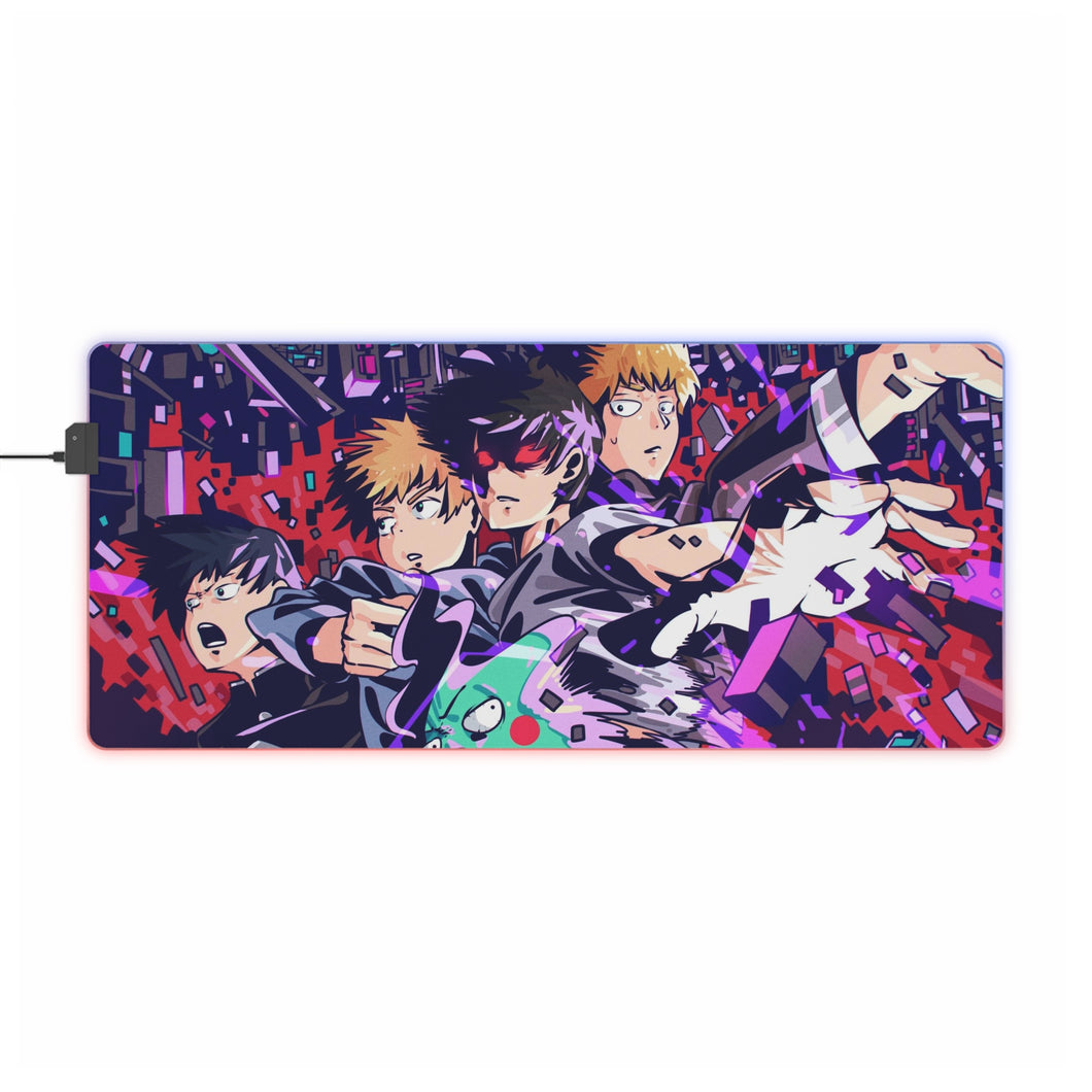 Mob Psycho 100 Arataka Reigen, Shigeo Kageyama, Ritsu Kageyama RGB LED Tapis de souris (Tapis de bureau)