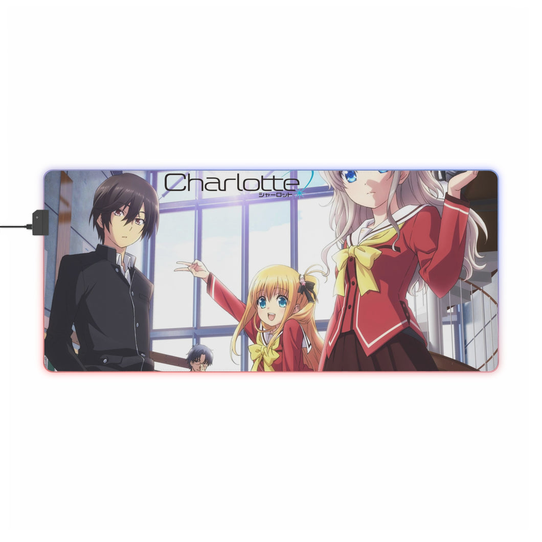 Tapis de souris LED RVB Charlotte Nao Tomori, Joujirou Takajou, Yusa Kurobane (tapis de bureau)