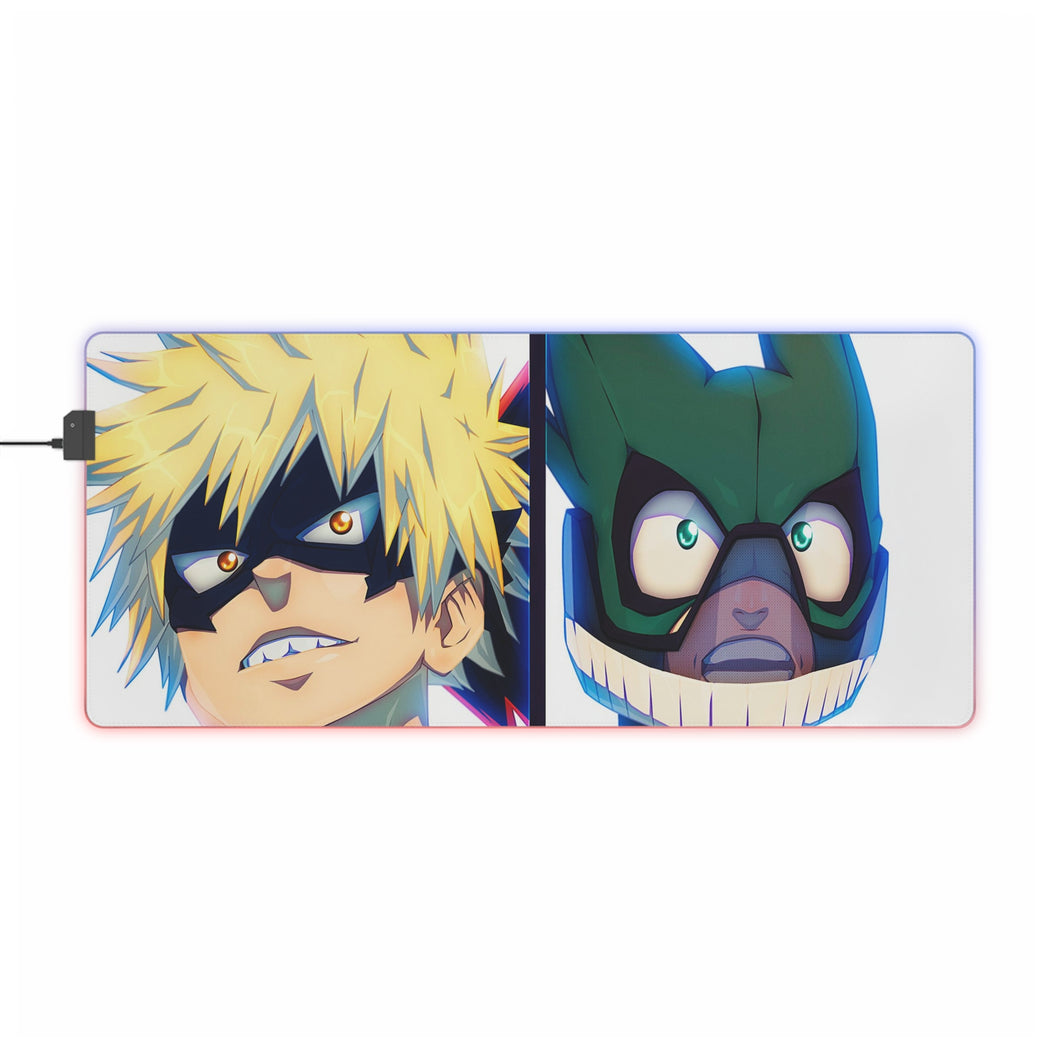 Alfombrilla de ratón RGB LED (alfombrilla de escritorio) de My Hero Academia Izuku Midoriya y Katsuki Bakugou