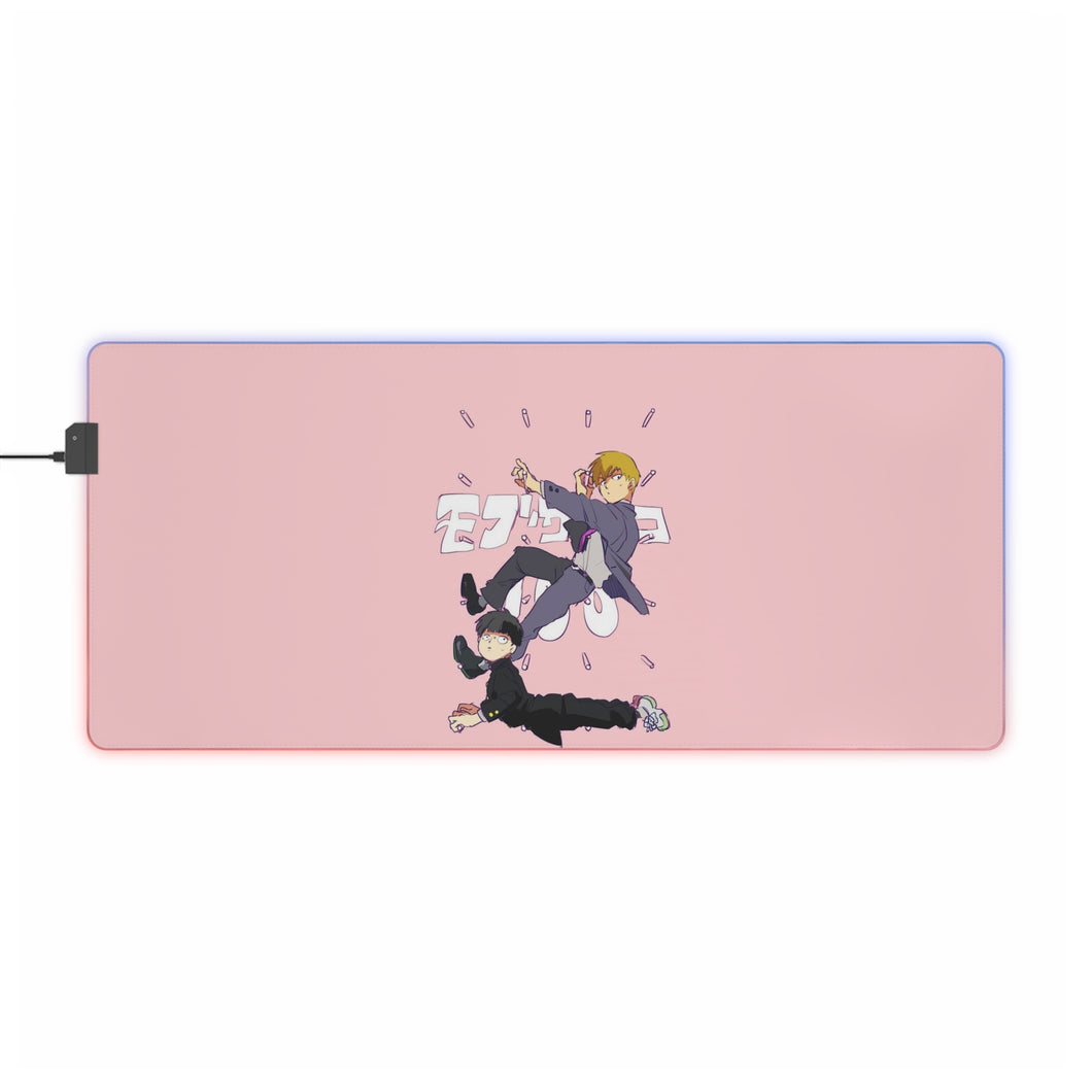 Mob Psycho 100 Arataka Reigen, Shigeo Kageyama RGB LED Tapis de souris (Tapis de bureau)