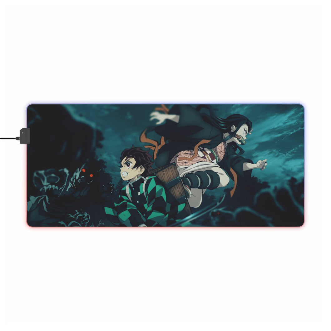 Tapis de souris LED RVB Tanjirou et Nezuko (tapis de bureau)