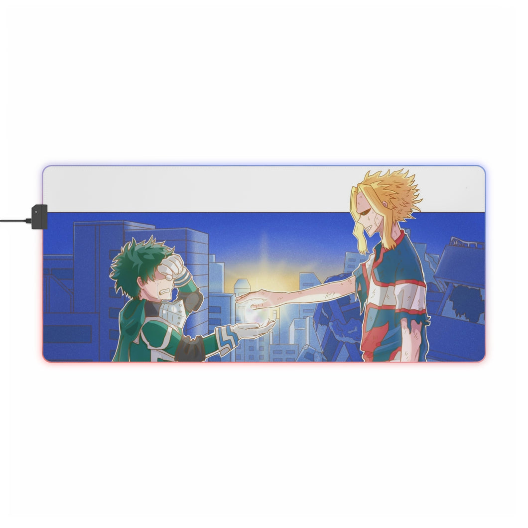 Tapis de souris LED RGB My Hero Academia Izuku Midoriya, All Might (tapis de bureau)