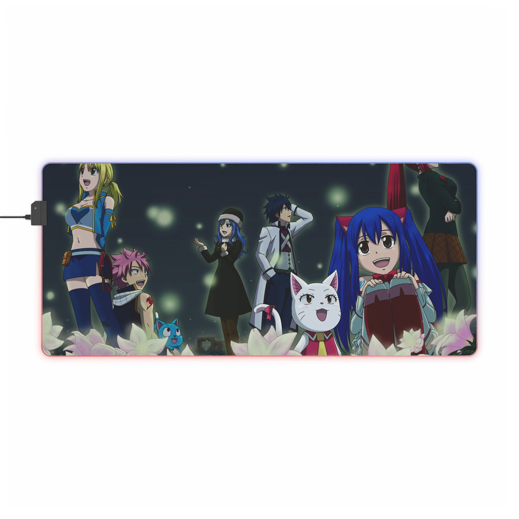 Tapis de souris LED RGB Fairy Tail Natsu Dragneel, Erza Scarlet, Gray Fullbuster, Lucy Heartfilia, Happy (tapis de bureau)