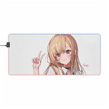 Load image into Gallery viewer, Marin Kitagawa doing the peace sign. RGB LED Mouse Pad (Desk Mat)
