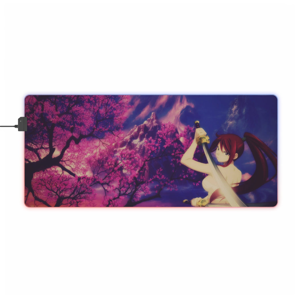 Tapis de souris LED RGB Erza Scarlet - Sakura Fantasy Mountain (tapis de bureau)