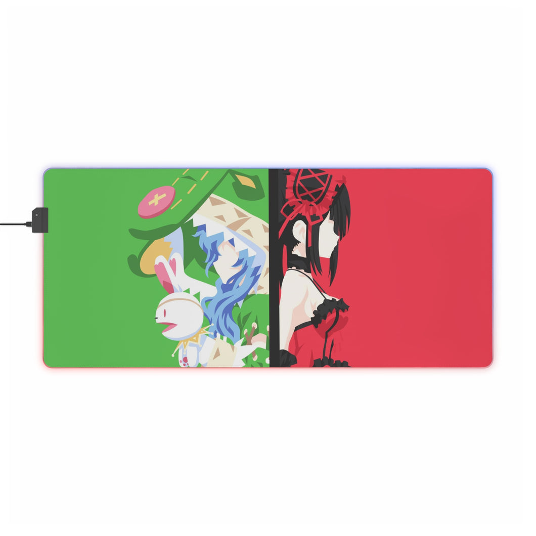 Yoshino and Kurumi - Date A Live Minimalist RGB LED Mouse Pad (Desk Mat)