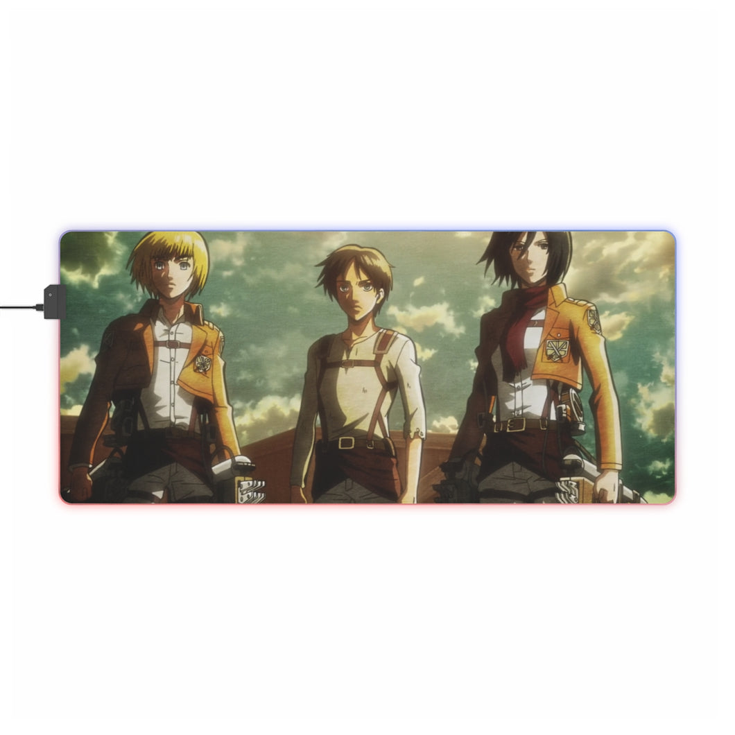 Eren Jaeger, Mikasa Ackerman, Armin Arlert RGB LED Mouse Pad (Desk Mat)