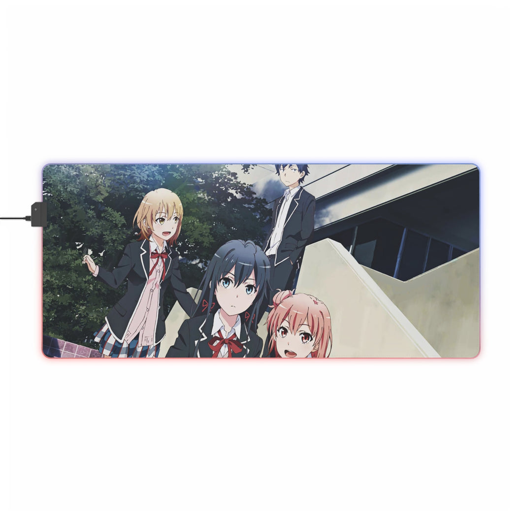 My Teen Romantic Comedy SNAFU Hachiman Hikigaya, Yukino Yukinoshita, Yui Yuigahama RGB LED Tapis de souris (Tapis de bureau)