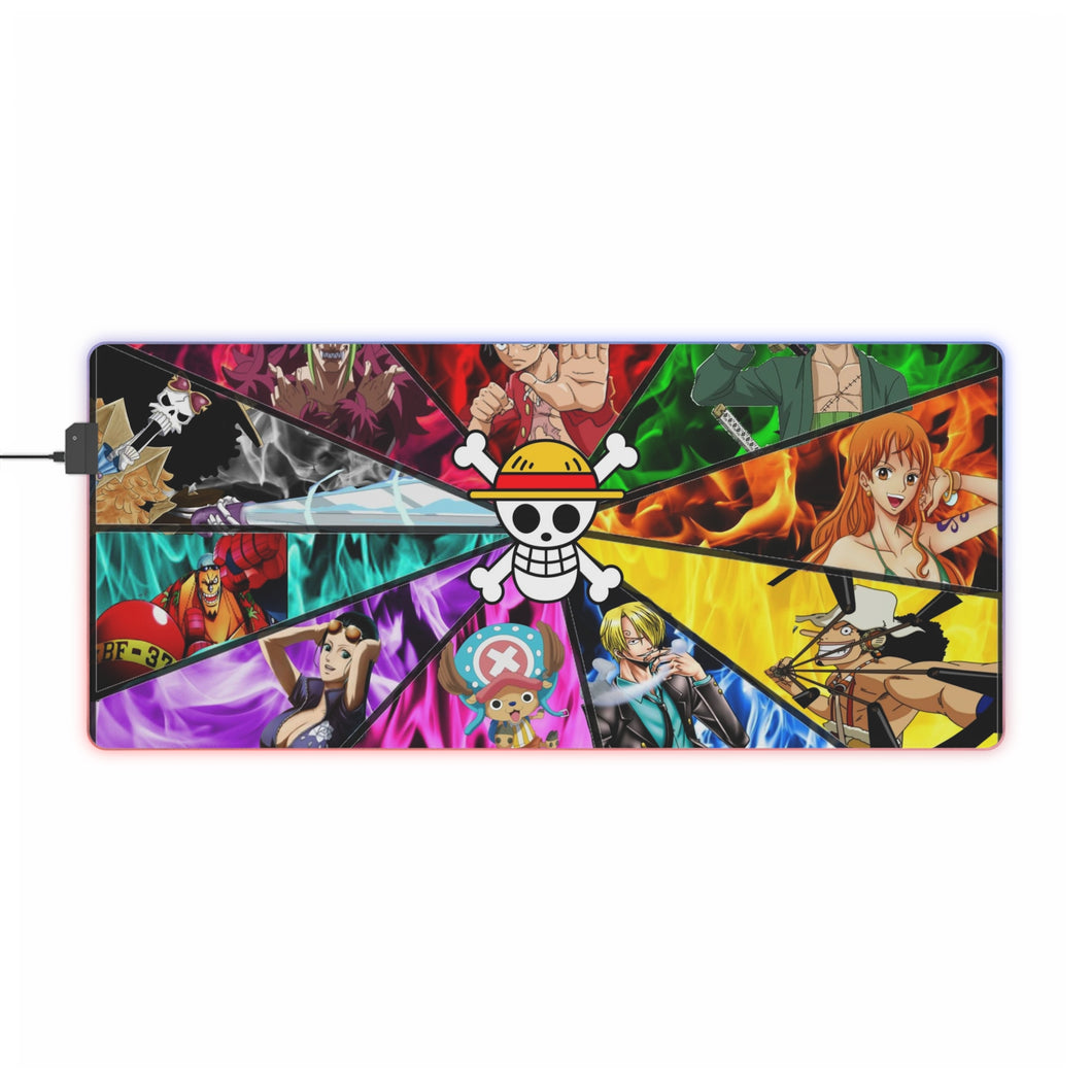 Tapis de souris LED RVB One Piece Monkey D. Luffy, Roronoa Zoro, Sanji, Nico Robin, Tony Tony Chopper (tapis de bureau)