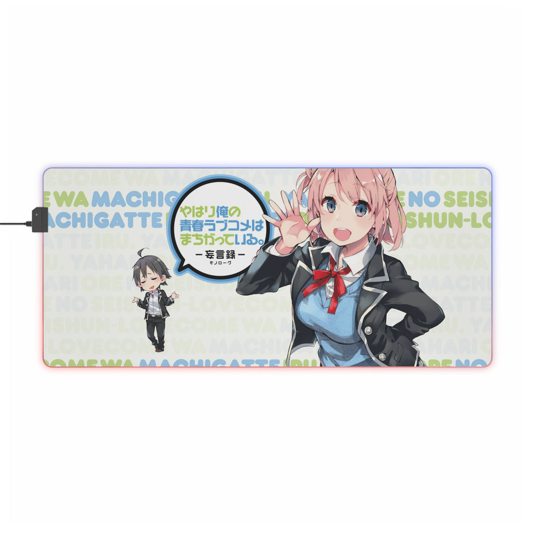 Tapis de souris LED RVB My Teen Romantic Comedy SNAFU Hachiman Hikigaya, Yui Yuigahama (tapis de bureau)