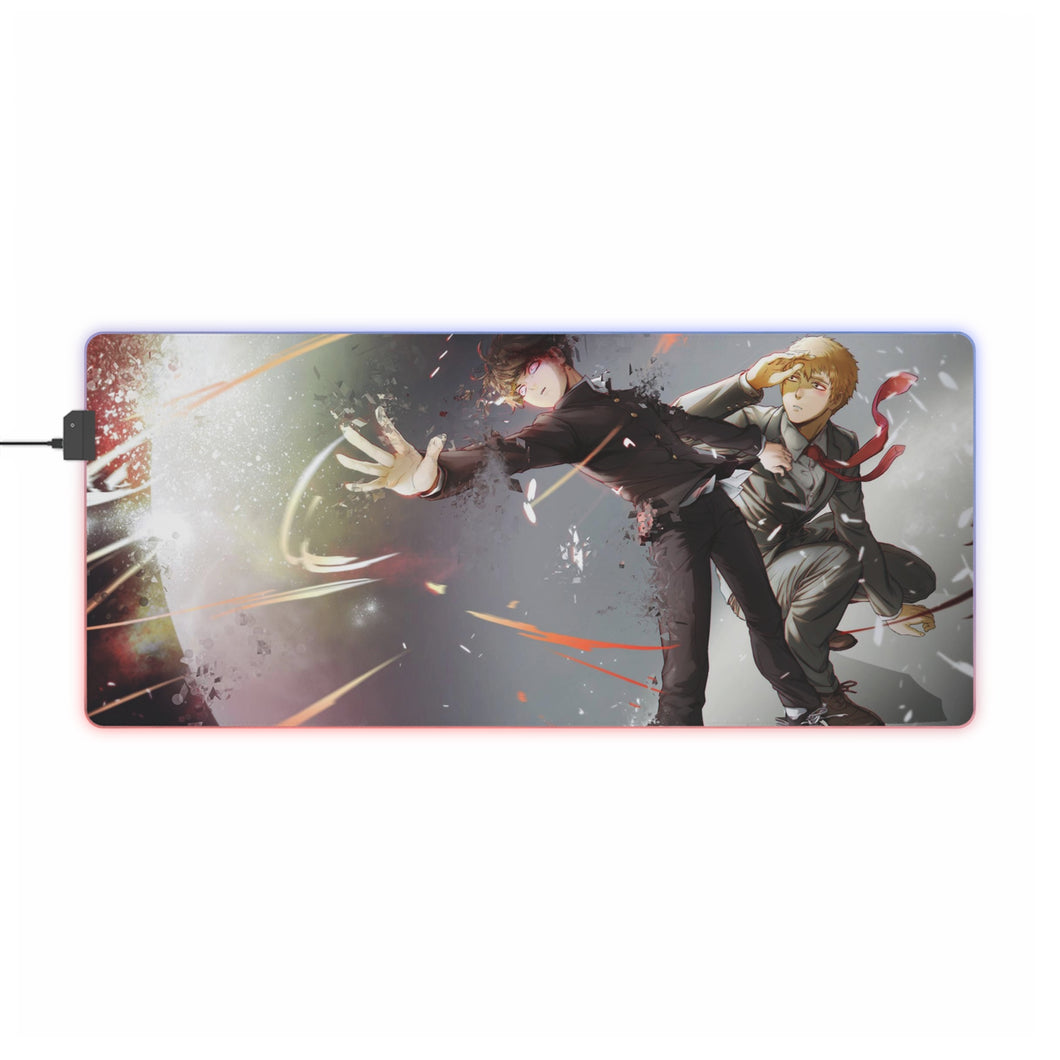 Mob Psycho 100 Arataka Reigen, Shigeo Kageyama RGB LED Tapis de souris (Tapis de bureau)