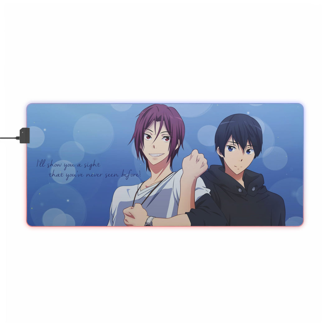 Gratuit ! Tapis de souris LED RVB Rin Matsuoka, Haruka Nanase (tapis de bureau)