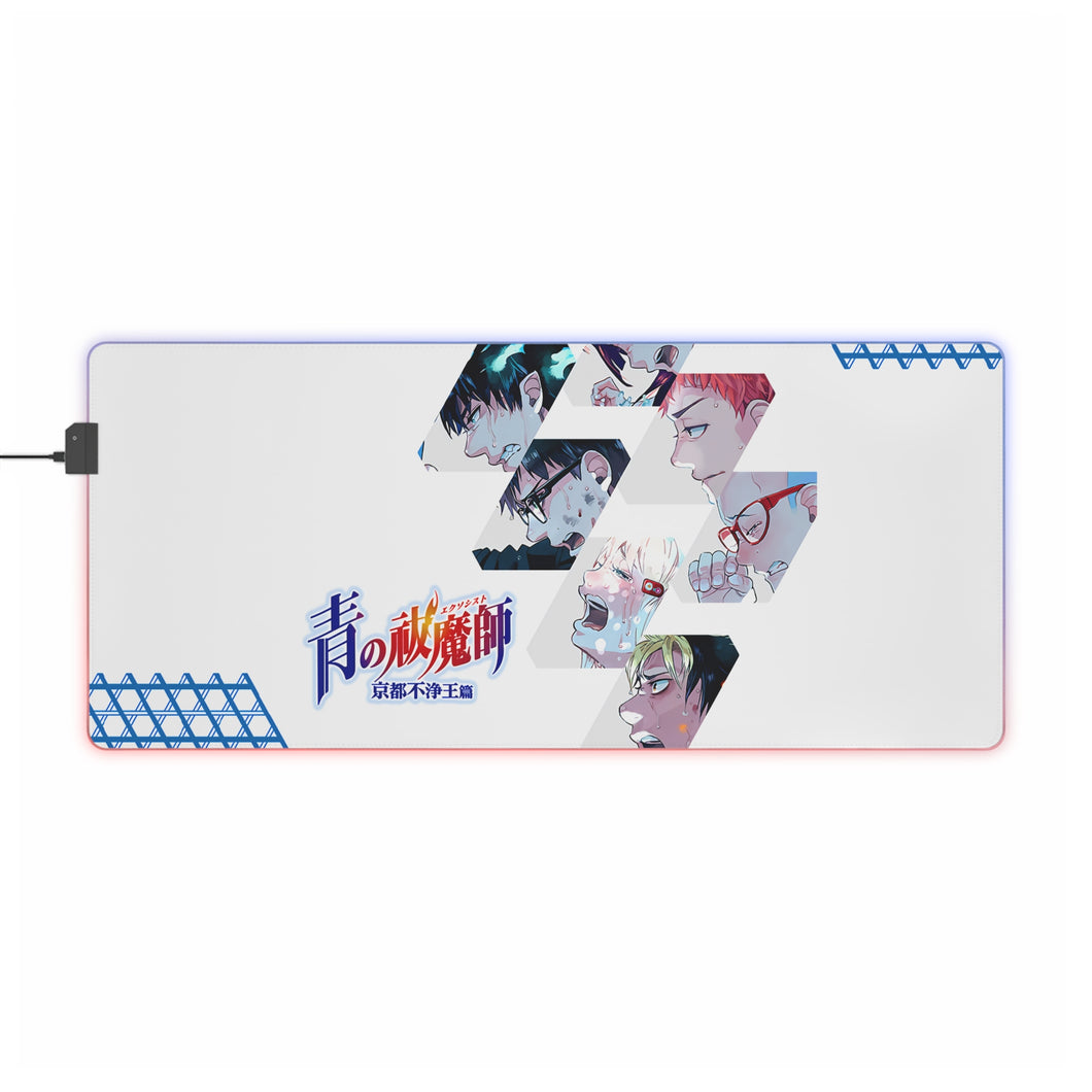 Blue Exorcist Rin Okumura, Yukio Okumura, Shiemi Moriyama, Ryuuji Suguro RGB LED Mouse Pad (alfombra de escritorio)