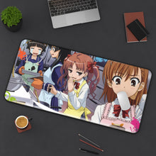 Load image into Gallery viewer, A Certain Scientific Railgun Mikoto Misaka, Kuroko Shirai, Ruiko Saten Mouse Pad (Desk Mat) On Desk
