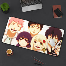 Load image into Gallery viewer, Blue Exorcist Rin Okumura, Yukio Okumura, Kuro, Shiemi Moriyama Mouse Pad (Desk Mat) On Desk
