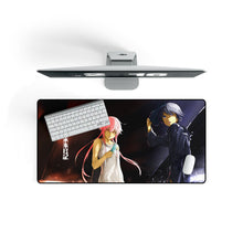 Load image into Gallery viewer, Mirai Nikki Yuno Gasai, Yukiteru Amano Mouse Pad (Desk Mat) On Desk
