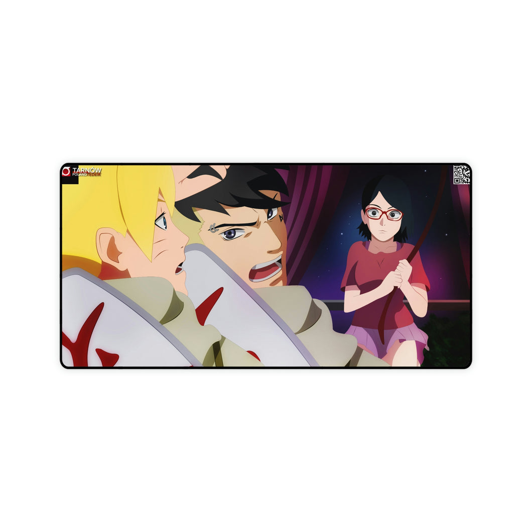 Sarada, Boruto, Kawaki: road to Hokage Mouse Pad (Desk Mat)