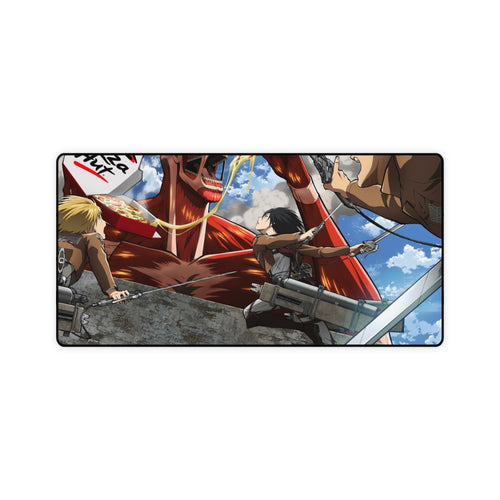 Colossal Titan eating pizza Mouse Pad (Desk Mat)