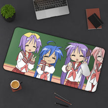 Load image into Gallery viewer, Lucky Star Konata Izumi, Kagami Hiiragi, Tsukasa Hiiragi, Miyuki Takara Mouse Pad (Desk Mat) On Desk
