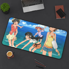 Load image into Gallery viewer, A Certain Scientific Railgun Mikoto Misaka, Kuroko Shirai, Ruiko Saten Mouse Pad (Desk Mat) On Desk
