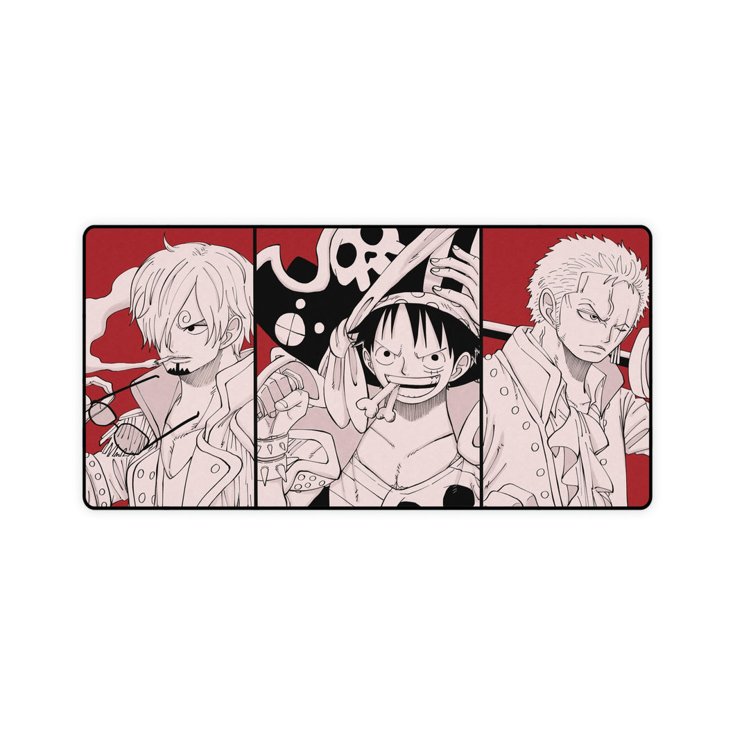 Tapis de souris One Piece Red Luffy Zoro Sanji (tapis de bureau)