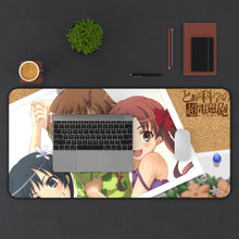 Load image into Gallery viewer, A Certain Scientific Railgun Mikoto Misaka, Kuroko Shirai, Ruiko Saten Mouse Pad (Desk Mat) With Laptop
