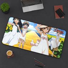 Load image into Gallery viewer, A Certain Scientific Railgun Mikoto Misaka, Kuroko Shirai, Ruiko Saten Mouse Pad (Desk Mat) On Desk
